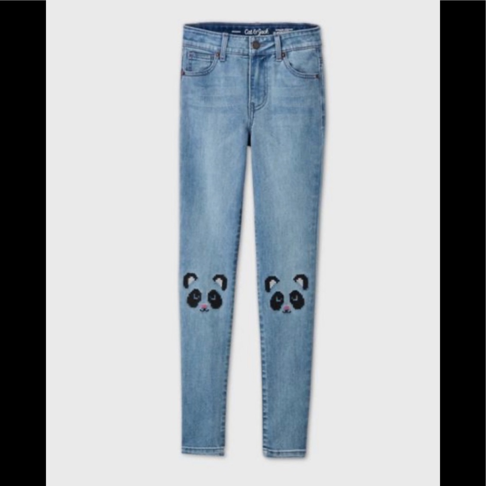 Girls' Panda Knee Mid-Rise Jeggings Cat & Jack™ 6